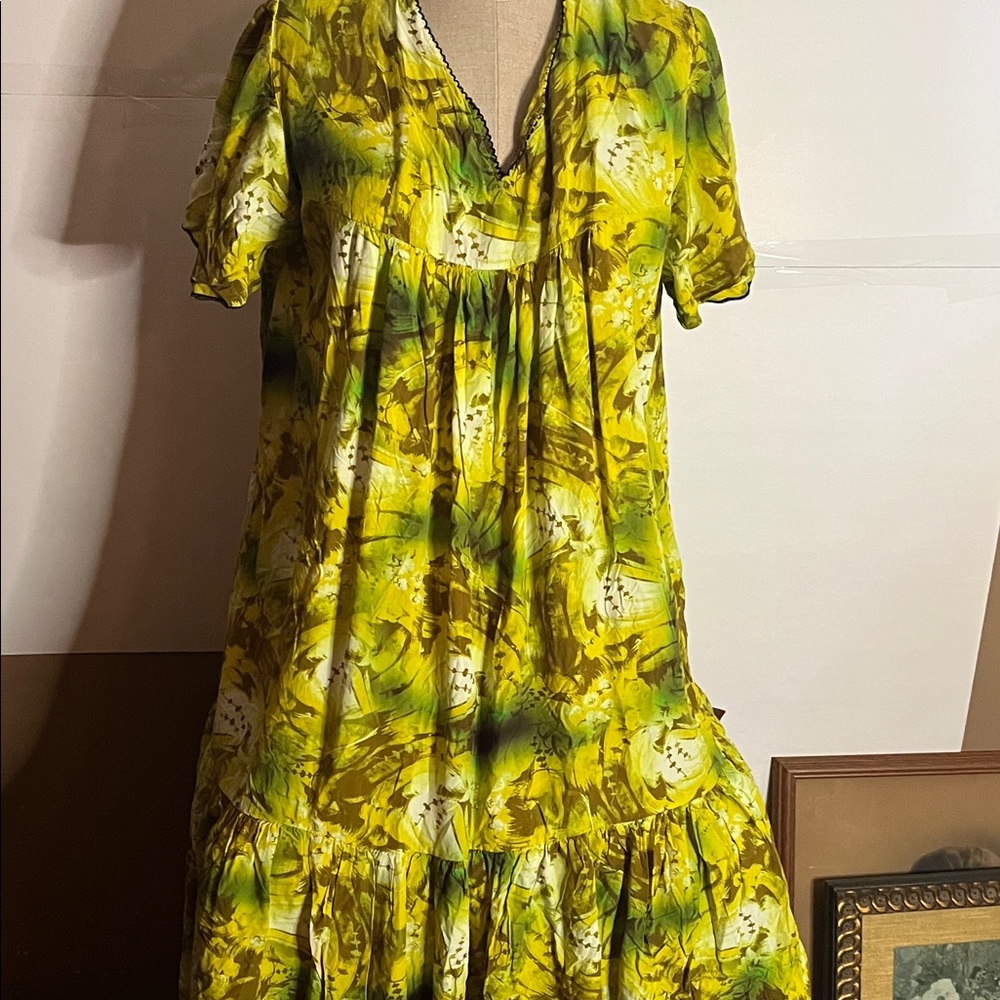 😄Long flowy light fabric vacation style dress Hawaiian XXL